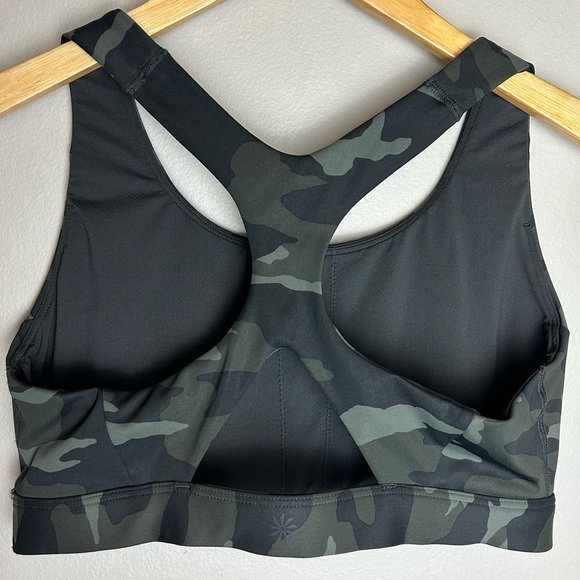 Athleta Sports Bra A B C Cup Compression Camouflage Green Black Medium Keyhole - Picture 6 of 8